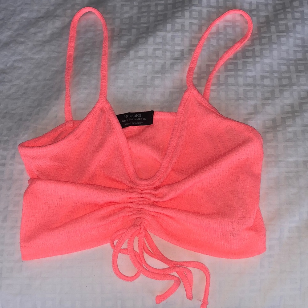pink/coral cropped tie top